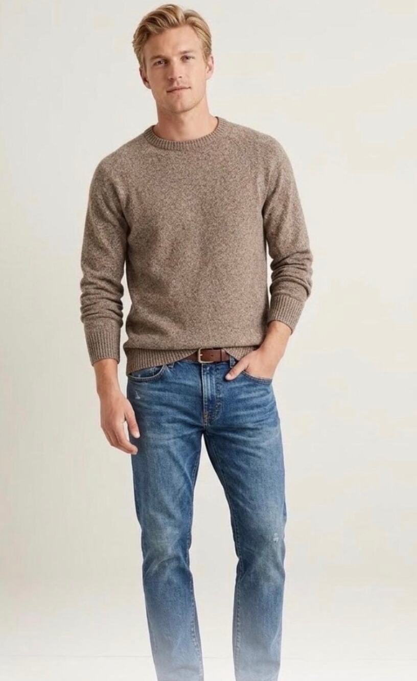 J Crew Supersoft Lambswool Blend Crewneck Sweater in Marled Mole Size Medium